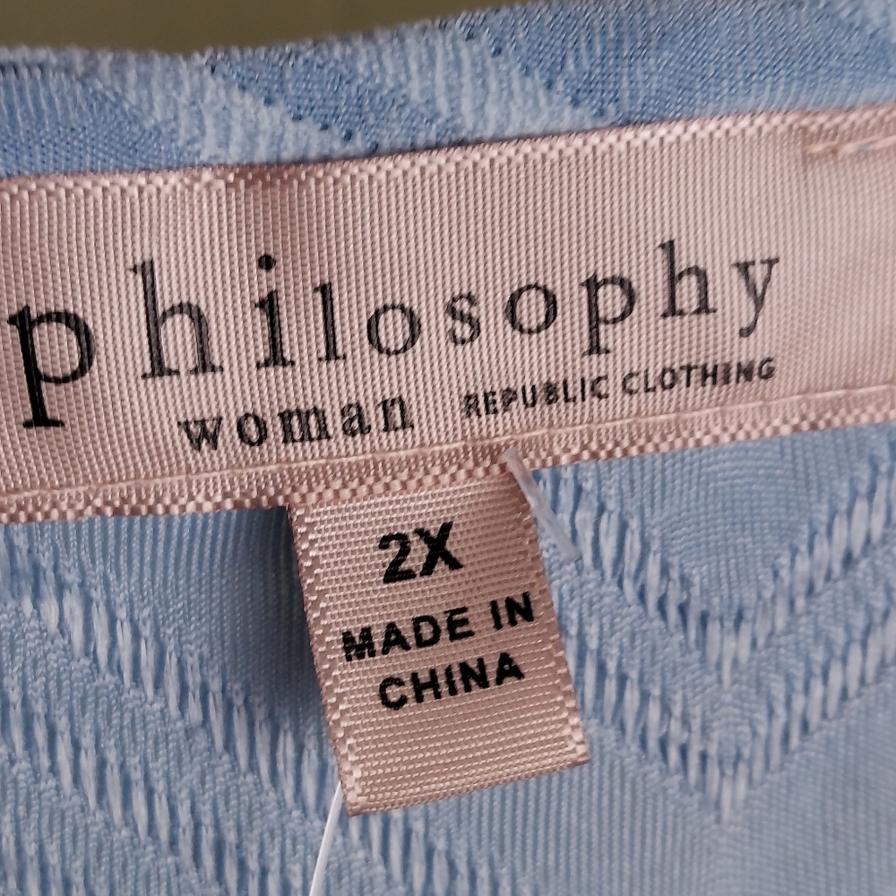 New 2X Hi-Lo Womens Top by Philosophy Dusty Blue - Picture 5 of 13